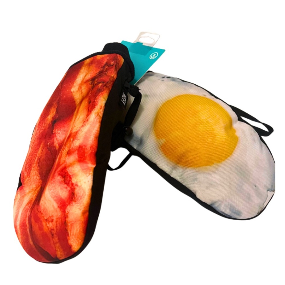 Neff Character Mitt Breakfast Egg & Bacon Black Gloves Brand New Medium